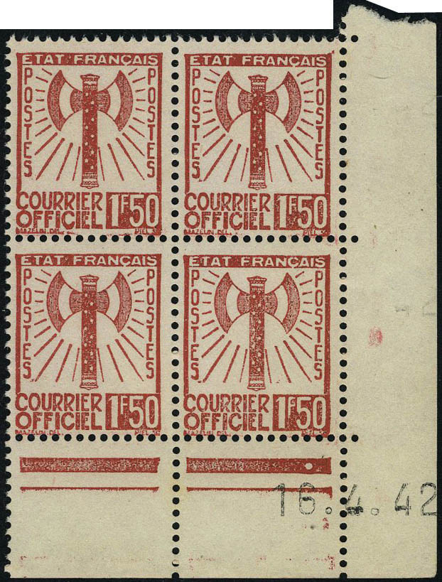 Lot 1293 - France timbres de service - Francois Feldman F.C.N.P François FELDMAN sale #122 Lot 1293 - France timbres de service - Francois Feldman F.C.N.P François FELDMAN sale #122
