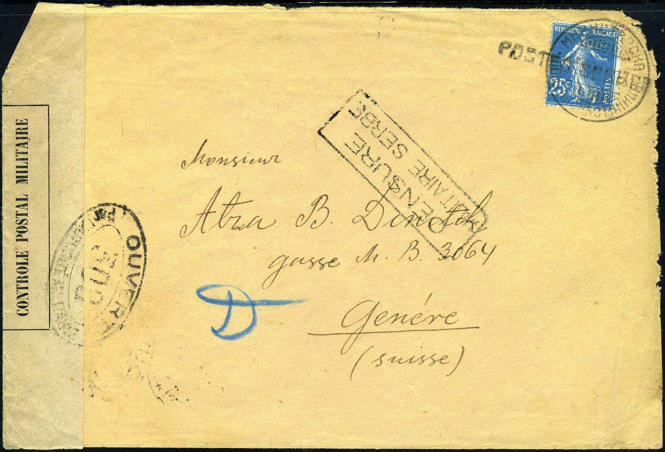 Lot 1419 - France POSTES SERBES A CORFOU -  Francois Feldman F.C.N.P François FELDMAN sale #122