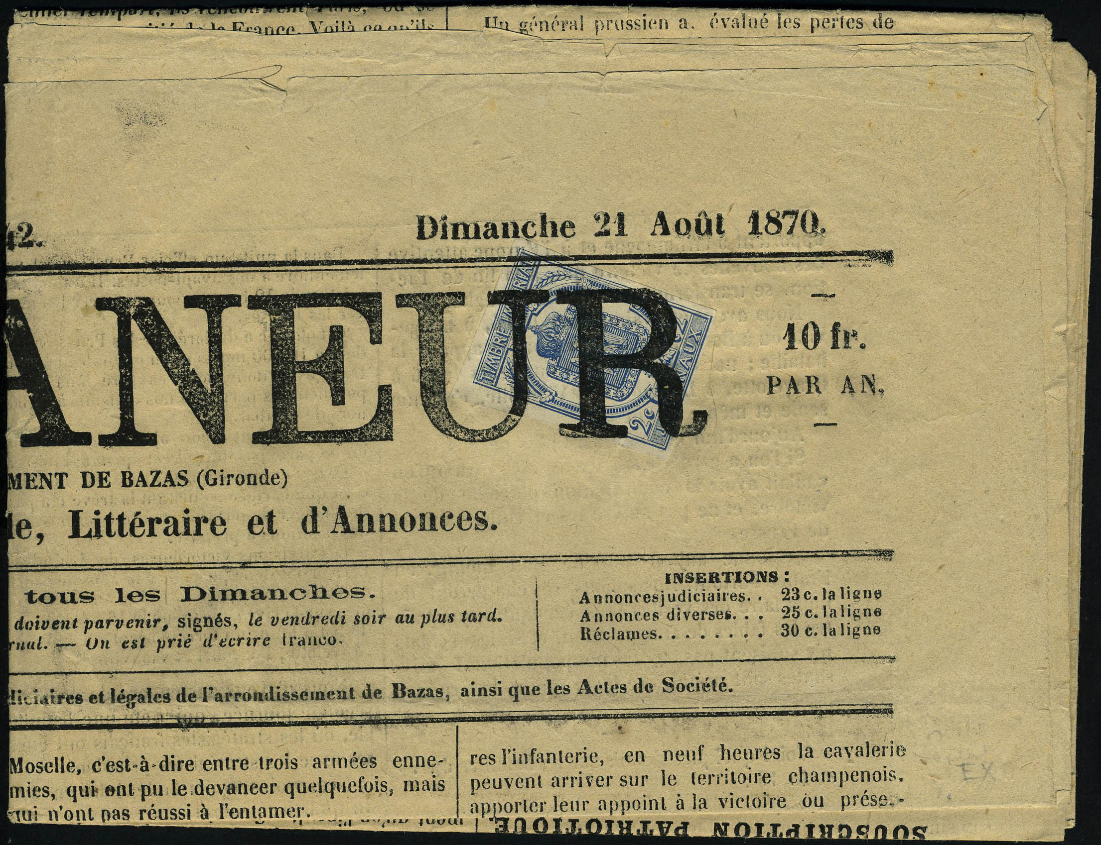 Lot 1426 - France timbres pour journaux -  Francois Feldman F.C.N.P François FELDMAN sale #122