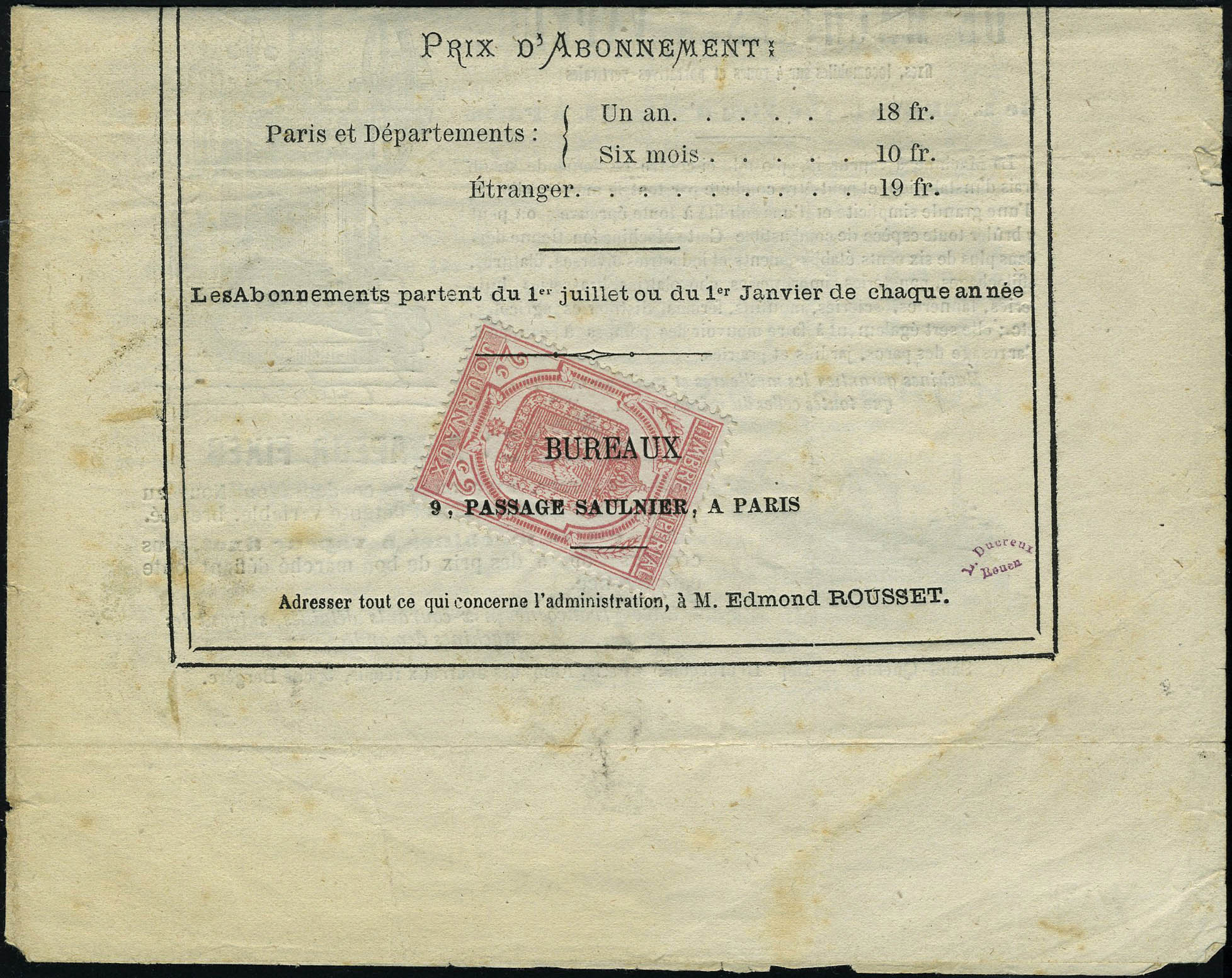Lot 1431 - France timbres pour journaux - Francois Feldman F.C.N.P François FELDMAN sale #122 Lot 1431 - France timbres pour journaux - Francois Feldman F.C.N.P François FELDMAN sale #122