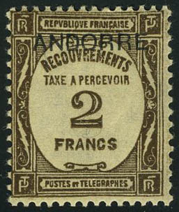 Lot 1681 - andorre timbres-taxe - Francois Feldman F.C.N.P François FELDMAN sale #122 Lot 1681 - andorre timbres-taxe - Francois Feldman F.C.N.P François FELDMAN sale #122