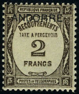 Lot 1682 - andorre timbres-taxe - Francois Feldman F.C.N.P François FELDMAN sale #122 Lot 1682 - andorre timbres-taxe - Francois Feldman F.C.N.P François FELDMAN sale #122