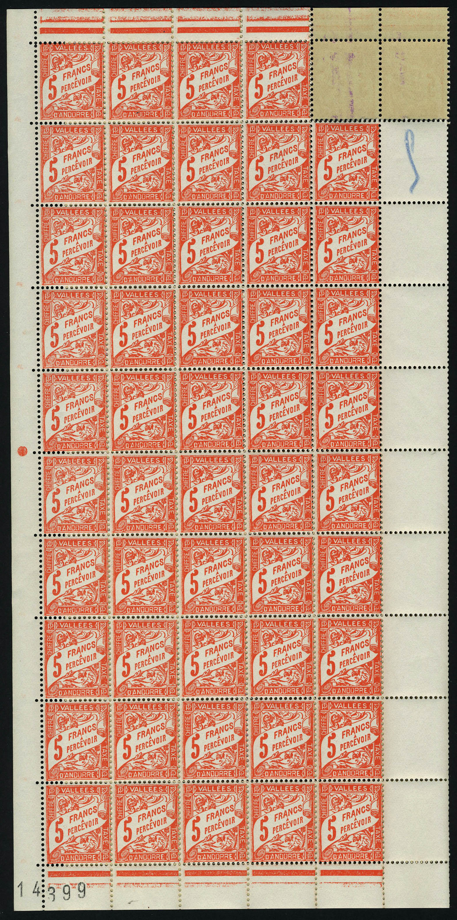 Lot 1684 - andorre timbres-taxe - Francois Feldman F.C.N.P François FELDMAN sale #122 Lot 1684 - andorre timbres-taxe - Francois Feldman F.C.N.P François FELDMAN sale #122