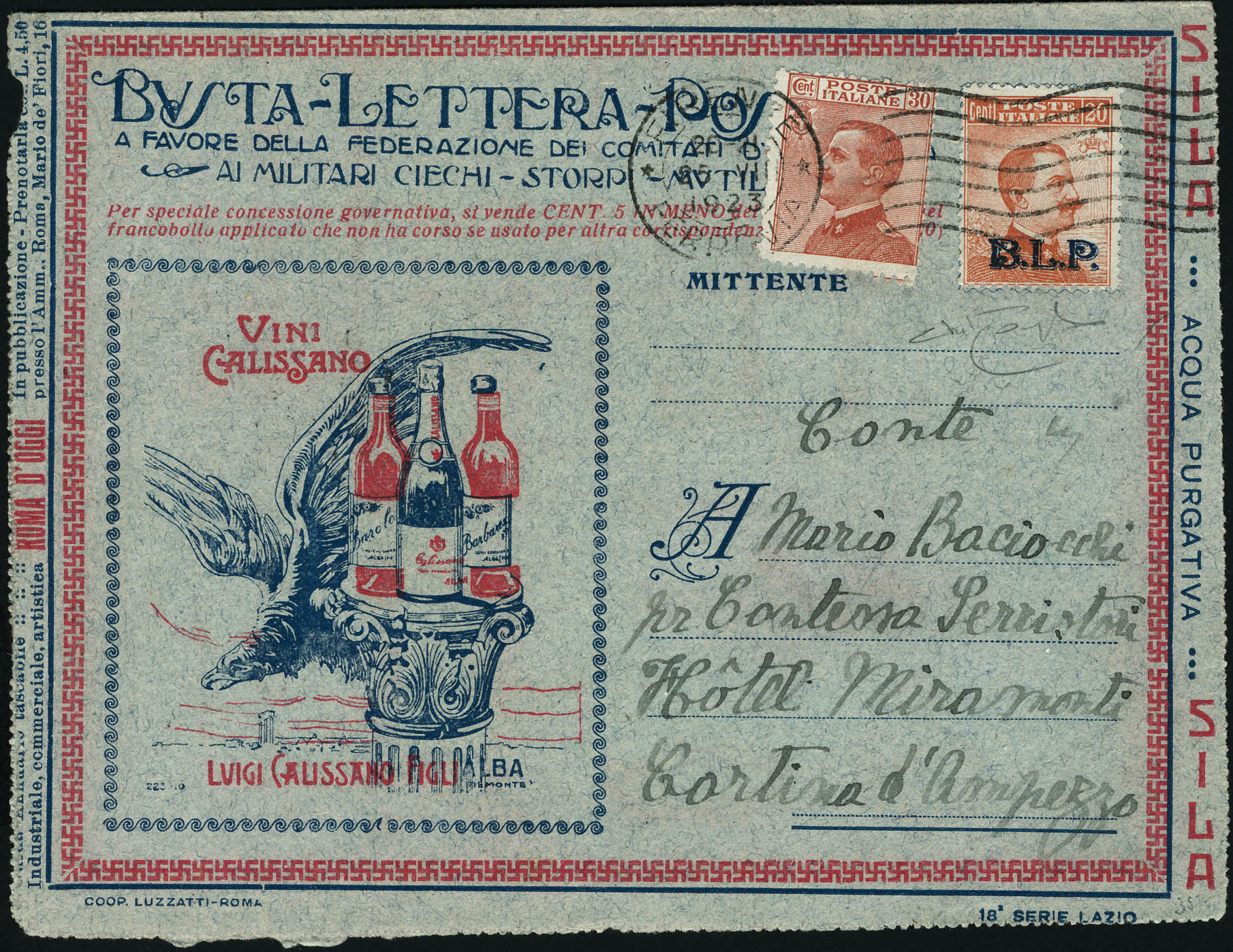 Lot 3019 - italie TIMBRES POUR ENVELOPPES-RECLAMES -  Francois Feldman F.C.N.P François FELDMAN sale #122